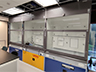 Chemical Preparation areas with 4 fume cupboards and yellow room